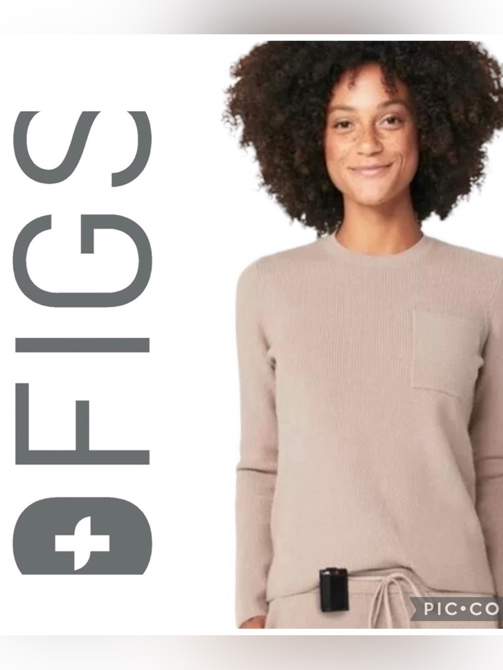 FIGS Ribbed Loungewear Crewneck Pullover Sweater Sz Medium